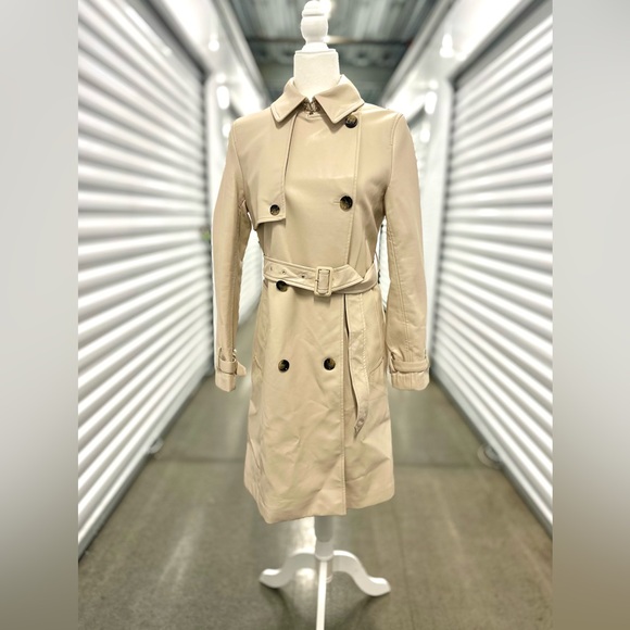 NWT - Mango - buttery faux Leather trench coat - M - Picture 2 of 15